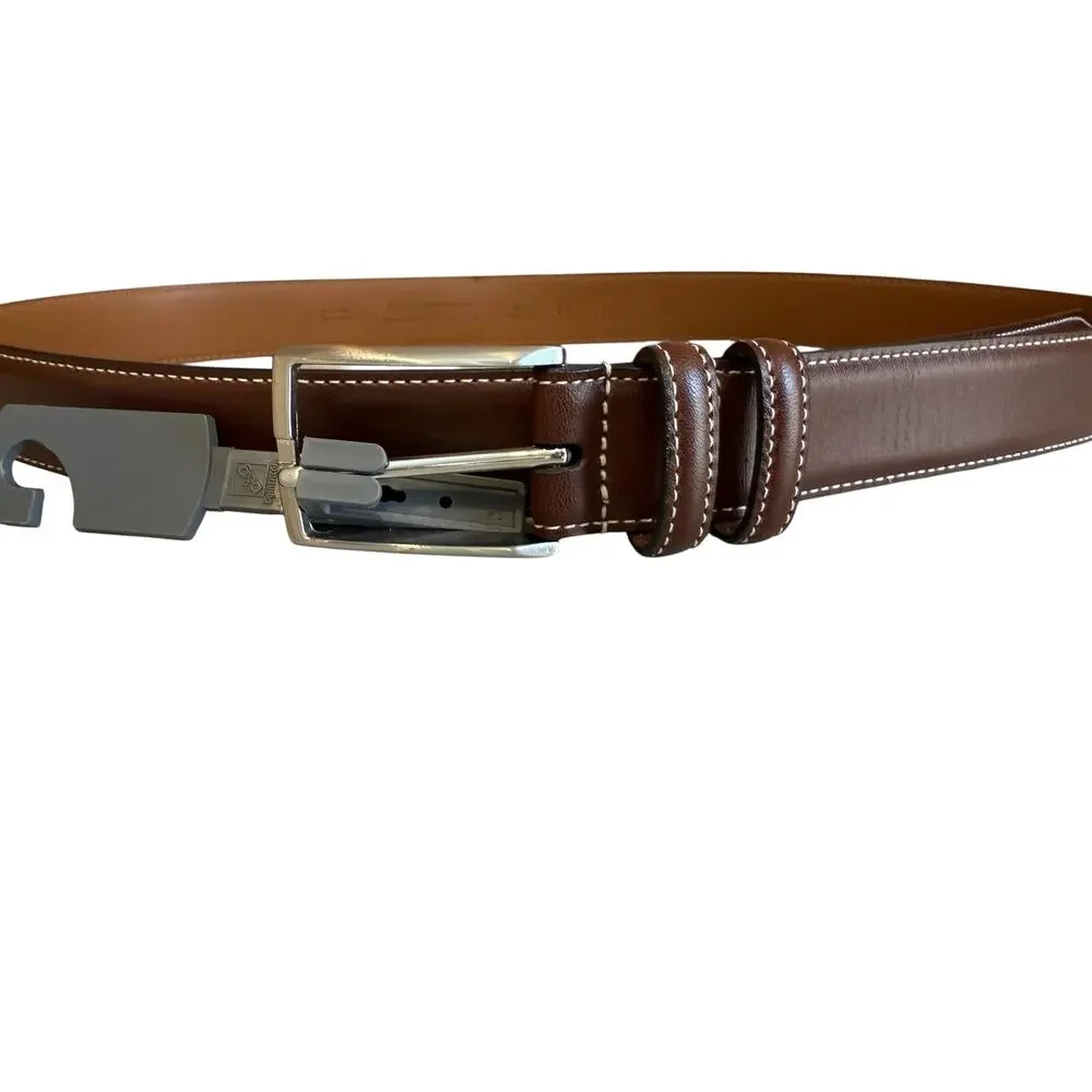 Nordstrom Mens Brown Contrast Stitch Leather Belt 38
